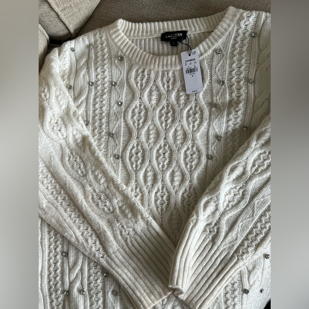 Sweater, cream, diamond details. Brand new with tags. - Picture 3 of 3